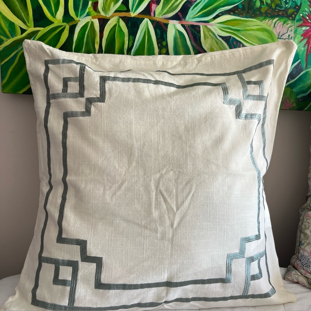 Tommy Bahama Home Embroidered
Greek Key Euro Pillow Sham Set of Two 10 % cotton